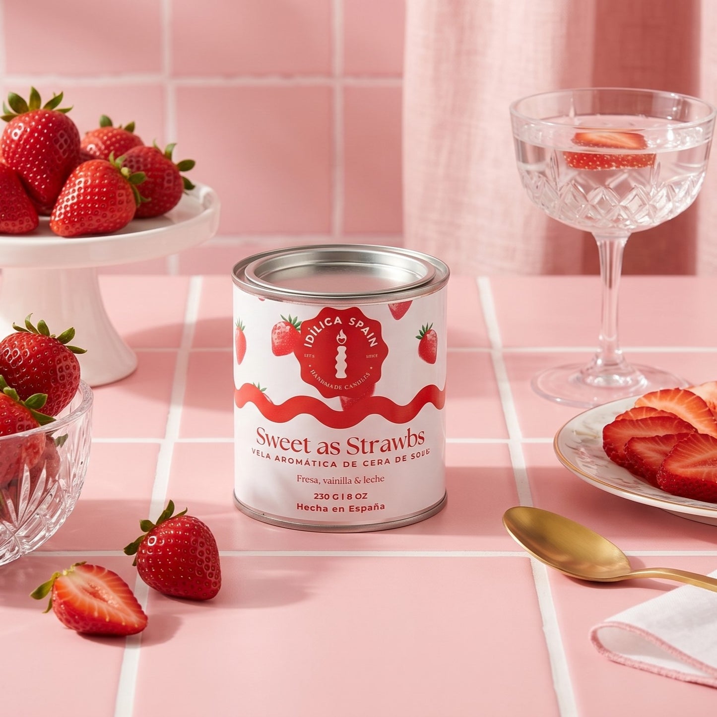 Vela de Soja Sweet as Straws - Fresas con nata montada