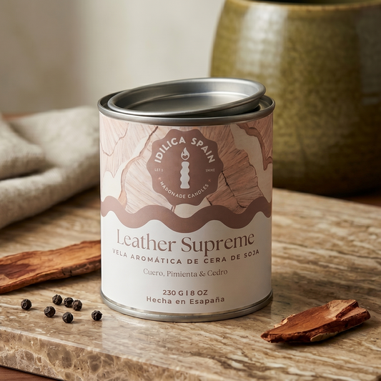 Vela de Soja Leather Supreme: Cuero, Cedro y Pimienta Negra