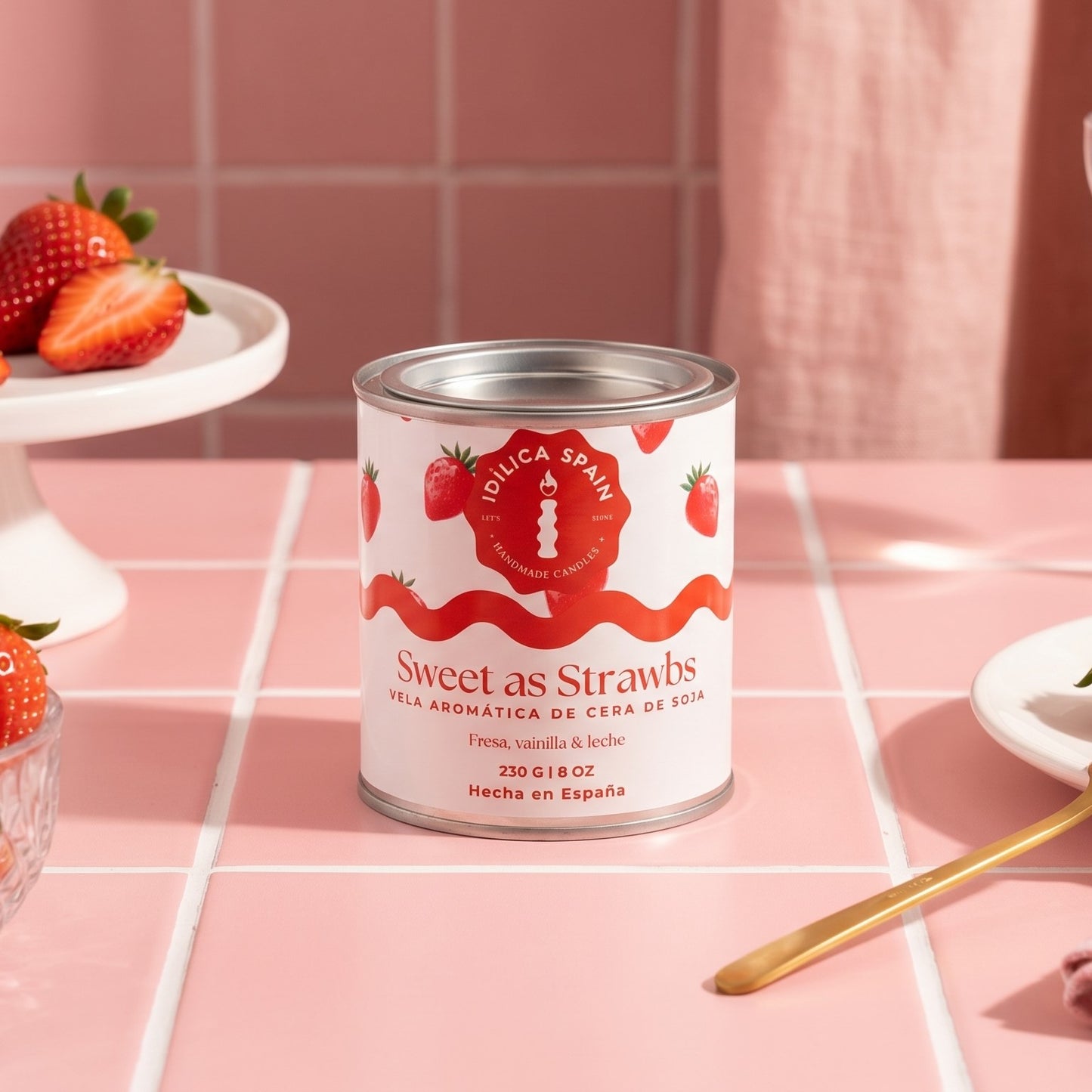 Vela de Soja Sweet as Straws - Fresas con nata montada