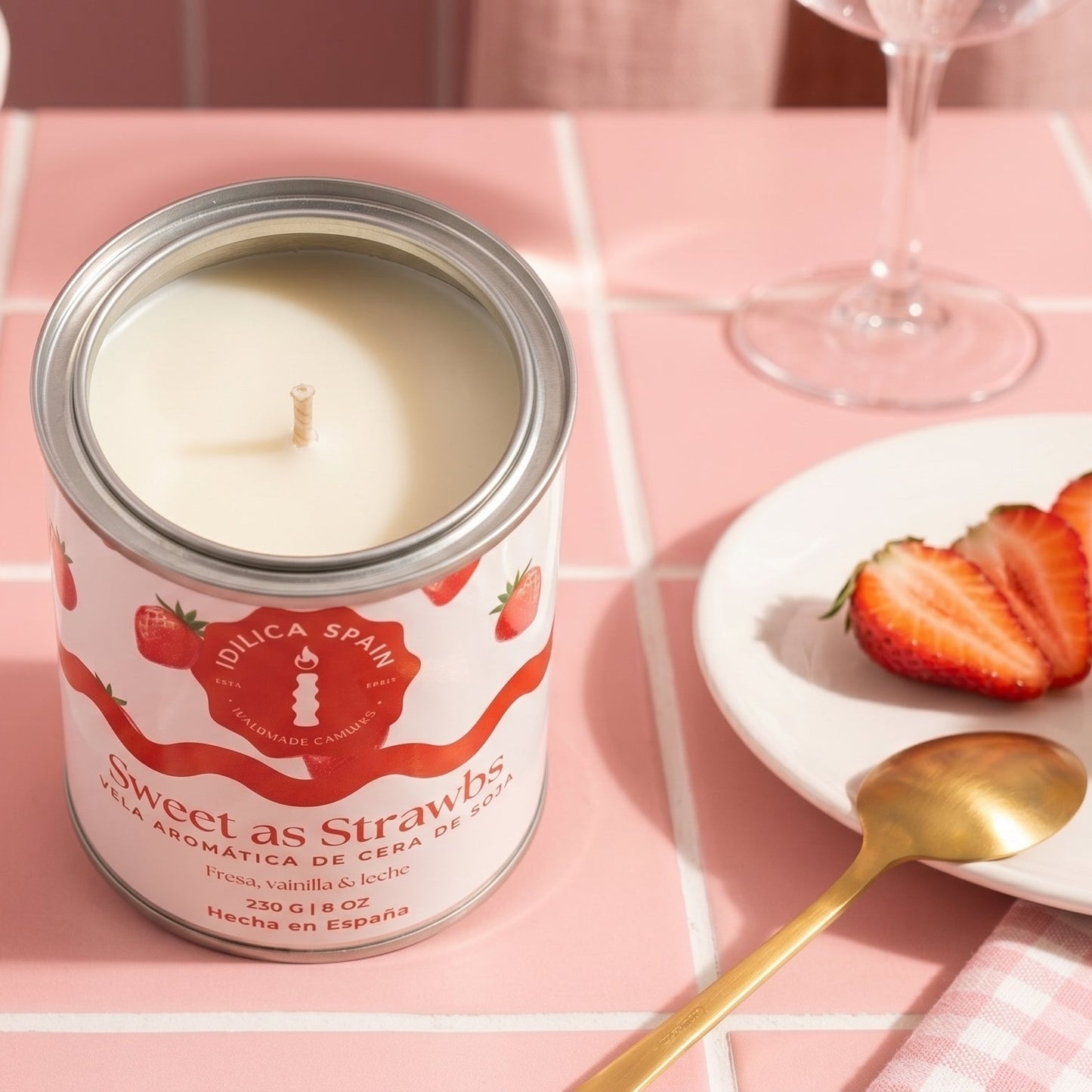 Vela de Soja Sweet as Straws - Fresas con nata montada
