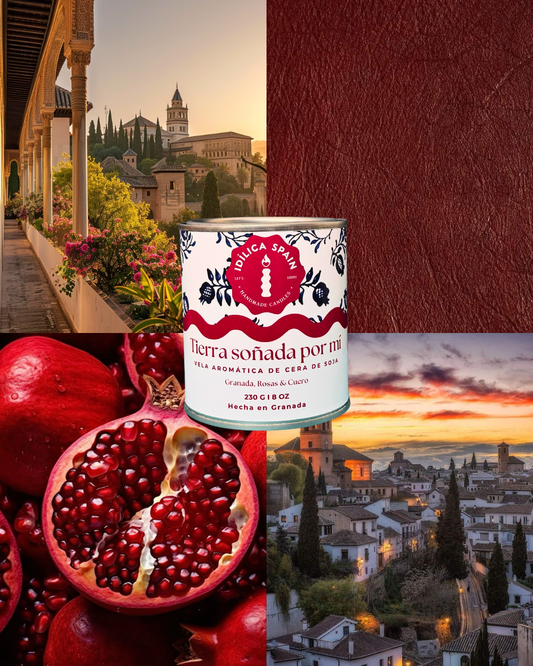 Vela de Soja Tierra Soñada por Mí - Granada y Cuero