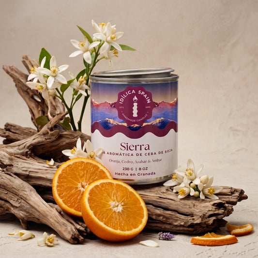 Vela de Soja Sierra - Naranja, Cedro y Ámbar